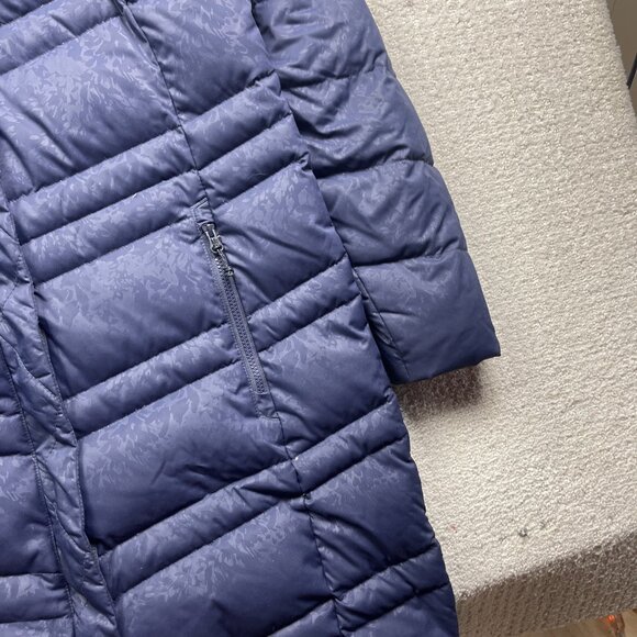 Columbia Catherine Creek Duck Down Feather Parka Jacket Wom Sz L Blue Floral AOP - Picture 4 of 14